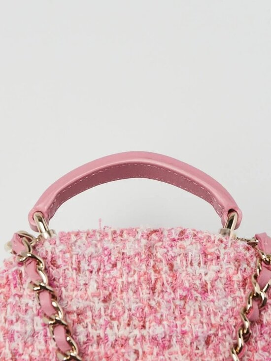 Chanel Pink/White Tweed Mini Backpack Bag main image 8
